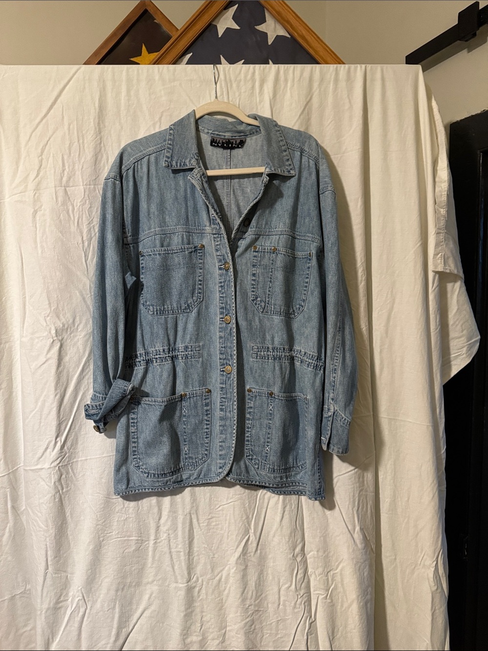 Light Blue Denim Utility Jacket by No Brand Listed